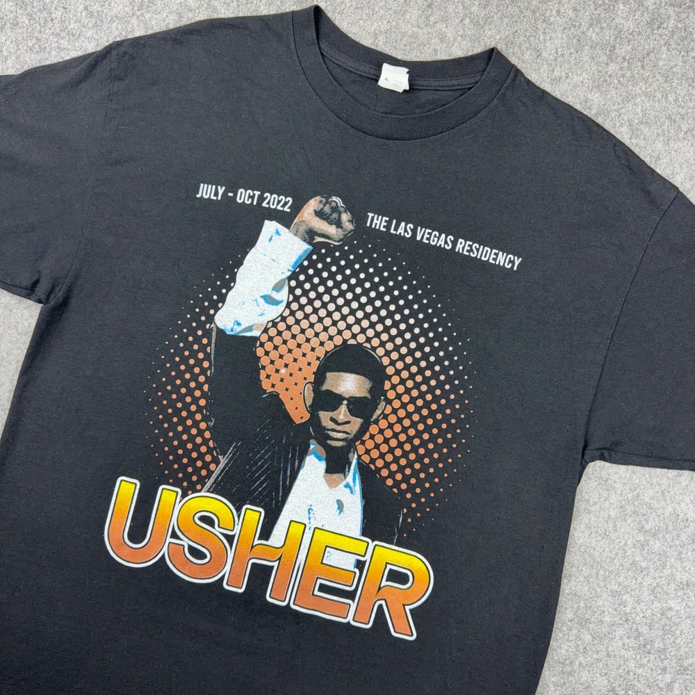 Usher T Shirt Mens XL Black Las Vegas Residency 2022 Tour Concert Rap R&B Tee